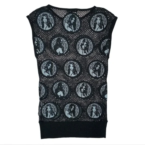 Vintage 90s HYSTERIC GLAMOUR Knit pin-up girl tank/vest - Picture 2 of 4